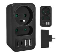 Maclean MCE249 Divisor 2 Puertos 2X USB-A 2X USB-C PD 20W | Carga rápida Centro de alimentación Compacto protección para niños Divisor Moderno (Negro)