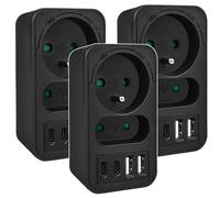 Maclean MCE249 F/B regleta 2 tomas + 4 USB (3 piezas)