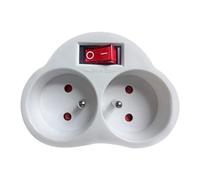 Maclean Enchufe Doble MCE31 – Adaptador Tipo E, Interruptor ON/OFF Iluminado, Protección Infantil
