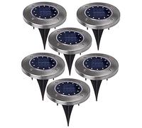 Maclean MCE318 Lámpara Solar Foco Solar para Jardín Iluminación de Caminos 12 LED SMD, 4000K, Ni-MH 600 mAh, 0,7W, IP44 (6 Unidades)