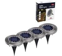 Maclean MCE318 Lámpara Solar Foco Solar para Jardín Iluminación de Caminos 12 LED SMD, 4000K, Ni-MH 600 mAh, 0,7W, IP44 (4 Unidades)