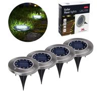 Maclean MCE318 Lámpara Solar Foco Solar para Jardín Iluminación de Caminos 12 LED SMD, 4000K, Ni-MH 600 mAh, 0,7W, IP44 (4 unidades)