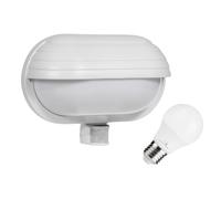 Maclean MCE33 Aplique Exterior con Bombilla LED, Sensor de Movimiento PIR 180° hasta 9m y Sensor Crepuscular, Lámpara de Jardín Portalámparas E27 (Aplique + bombilla LED 9W, Blanco)