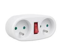 Maclean MCE337 E Base de Enchufe, Divisor con 2 Tomas e Interruptor de Encendido/Apagado, Tipo E, 2x16A