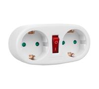 Maclean MCE338 F Base de Enchufe, Divisor con 2 Tomas y Disyuntor, Tipo F, 2x16A