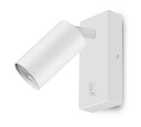 Maclean MCE369 Aplique de Pared GU10 con Interruptor Máx. 40W | Punto Giratorio | Diseño Moderno para Salón, Dormitorio y Pasillo | 55x100 mm (Blanco, sin bombilla)
