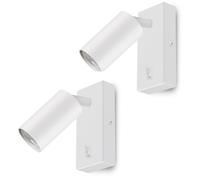 Maclean MCE369 Aplique de Pared GU10 con Interruptor Máx. 40W | Punto Giratorio | Diseño Moderno para Salón, Dormitorio y Pasillo | 55x100 mm (Blanco, 2 unidades con luz blanca cálida de 7W)