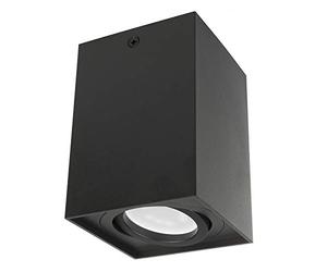 Maclean MCE426 B Foco de Techo Orientable con Casquillo GU10 para Lámparas LED y Halógenas Hasta 40W Aluminio IP20 (Negro, 1x Unidad - Cuadrado)