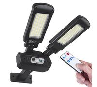 Maclean MCE447 Farola Solar con Sensor de Movimiento y Crepuscular IP54 5W 2x 450 Lumen 6500K Dos Fuentes de Luz Mando a Distancia Lámpara Solar Lámpara de Pared Exterior