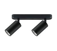 Maclean MCE452 Lámpara de techo/pared de Maclean, spot, móvil, aluminio, 2xGU10, 55x100mm, negro mate + 2x MCE437 WW Bombilla LED GU10 7W blanco cálido 3000K, 220-240V