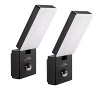 Maclean MCE516 Lámpara LED con Sensor de Movimiento y Crepuscular, Iluminación de Pared para Exterior, 10W, 800lm, Blanco Neutro 4000K, IP65 Resistente al Agua (2 unidades, negro)