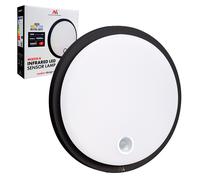 Maclean MCE525 Lámpara LED con Sensor de Movimiento | PIR 10W IP65 Neutra 4000K 1000lm Plafón Exterior e Interior con Modo Continuo | Clase energética F (Negro)