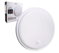 Maclean MCE525 Lámpara LED con Sensor de Movimiento | PIR 10W IP65 Neutra 4000K 1000lm Plafón Exterior e Interior con Modo Continuo | Clase energética F (Blanco)