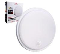 Maclean MCE525 Lámpara LED con Sensor de Movimiento | PIR 10W IP65 Neutra 4000K 1000lm Plafón Exterior e Interior con Modo Continuo | Clase energética F (Blanco)