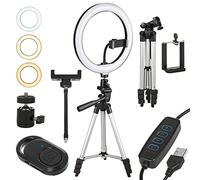 Maclean MCE610 Anillo de Luz LED de 10" 12W con Trípode y Disparador Bluetooth, Ajuste de Temperatura de Color, Brillo Ajustable, 10 Niveles, 160 LED (10W 12" con trípode y Disparador Bluetooth)