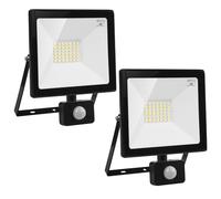 Maclean MCE630 NW LED Juego de 2 Reflectores con Sensor de Movimiento PIR 30W 4000 lúmenes Foco de Iluminación Exterior Delgado IP44 (2x Proyector LED 30W, Blanco neutro (4000K))