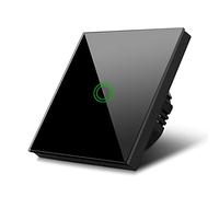 Maclean MCE710B - Interruptor de 1 fase, interruptor de luz, interruptor en cruz, interruptor de pared para escaleras con cambio de color, retroiluminación LED (1 compartimento redondo, negro)