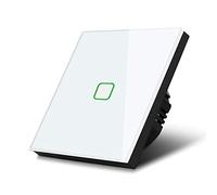 Maclean MCE713W - Interruptor de 1 fase, interruptor de luz en cruz, interruptor de pared para escaleras con cambio de color, retroiluminación LED (1 compartimento cuadrado, blanco)