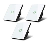 Maclean MCE713W - Juego de 3 interruptores de pared y escaleras con cambio de color (1 compartimento cuadrado, color blanco)