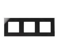 Maclean MCE731B - Panel de 3 marcos de cristal para enchufe (228 x 86 mm, para enchufe, montaje en pared, 3 marcos de vidrio para enchufe, color negro)