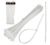 Maclean MCTV-465 W Bridas para cables (100 piezas) - Blanco, 4,8 x 300 mm, Resistente a los rayos UV, Temperatura de uso - 40 +85 grados C