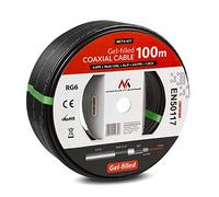 Maclean MCTV-477 - Cable coaxial relleno de gel 1.0 cu, cable de antena satélite RG6 SAT AV 100 m Negro
