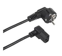 Maclean MCTV-851 Cable de alimentación Cable de protección de 3 Clavijas al Enchufe de la Red eléctrica Cable de alimentación acodado a 90 Grados Cable acodado Inferior Negro (1,5 Metros)