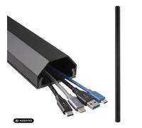 Maclean regleta embellecedora para Cables, de Aluminio, 75 cm (Negro) | Perfil de dos elementos, canal de 25 × 15 mm, forma trapezoidal, se puede cortar, clavijas y tornillos de montaje