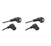Maclean MCTV - Cable de alimentación CPU Disponible en Tres tamaños: 1,5m, 3m, 5m Conector acodado CEE7/7 Schuko/C13 (5m) (Paquete de 2)
