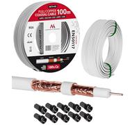 Maclean MCTV Cable de Antena coaxial RG6 Cobre Puro 100% CU Cable de Antena de TV satelital coaxial (100m+10x Conector F)