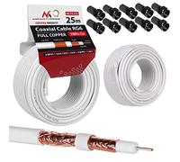 Maclean MCTV Cable de Antena coaxial RG6 Cobre Puro 100% CU Cable de Antena de TV satelital coaxial (25m+10x Conector F)