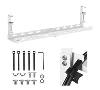 Maclean Organizador de Cables Ajustable para Debajo de la Mesa, fijación con Abrazadera, gestión de Cables para el hogar, Oficina, Juegos, soporta hasta 5 kg (Blanco, 1 Nivel/Longitud: 433 - 728 mm)
