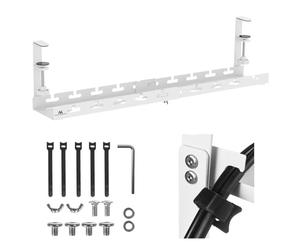 Maclean Organizador de Cables Ajustable para Debajo de la Mesa, fijación con Abrazadera, gestión de Cables para el hogar, Oficina, Juegos, soporta hasta 5 kg (Blanco, 1 Nivel/Longitud: 433 - 728 mm)