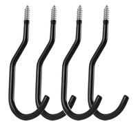 Maclean Pack de 4 Ganchos de Techo Soporte para Bicicletas, Escaleras, Neumáticos o Mangueras | Carga hasta 10 kg/Gancho | Acero Recubrimiento de Caucho | Soporte Estable para Garaje, Sótano y Taller