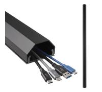 Maclean regleta embellecedora para Cables, de Aluminio, 75 cm (Negro) | Perfil de dos elementos, canal de 25 × 15 mm, forma trapezoidal, se puede cortar, clavijas y tornillos de montaje
