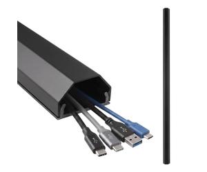 Maclean regleta embellecedora para Cables, de Aluminio, 75 cm (Negro) | Perfil de dos elementos, canal de 25 × 15 mm, forma trapezoidal, se puede cortar, clavijas y tornillos de montaje