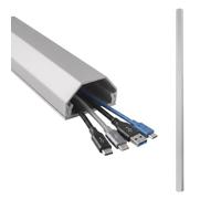 Maclean regleta embellecedora para Cables, de Aluminio, 75 cm (Plateado) | Perfil de dos elementos, canal de 25 × 15 mm, forma trapezoidal, se puede cortar, clavijas y tornillos de montaje