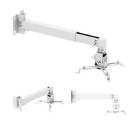 Maclean Soporte de Pared para proyector, Acero (Blanco) | carga de 20 kg, alcance de 365 a 600 mm, inclinación de ±15°, giro de ±8°, brazos de 225 a 316 mm
