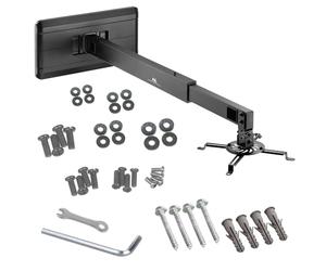 Maclean Soporte de Pared para proyector de Corta Distancia Guía de Cables Soporte Universal Giratorio de 360° para videoproyector de hasta 15 kg MC-945