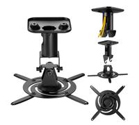 Maclean Soporte de Techo para proyector, de Acero (Negro) | Capacidad de carga 15 kg, giro: ±180°, inclinación: ±25°, distancia entre brazos 180-310 mm, distancia al techo 215 mm