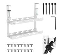 Maclean Soporte para cables debajo de la mesa para regletas, fijación sin herramientas, 40 cm, organizador para escritorio, oficina en casa, lugar de trabajo de juegos de hasta 5 kg (blanco, 2 niveles