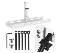 Maclean Soporte para Cables Debajo de la Mesa para regletas, fijación sin Herramientas, 40 cm, Organizador para Escritorio, Oficina en casa, Lugar de Trabajo de Juegos de hasta 5 kg (Blanco, 1 Nivel