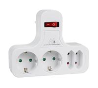 Maclean Toma de Corriente, cuádruple con Interruptor de Encendido/Apagado, pie de estabilización, Tipo Schuko, 2x2,5A, 2x16A, MCE224