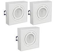 MacleanMCE464 W Luminaria Empotrable GU10 Marco de Foco Empotrable Plafón Empotrable máx 35W IP20 (3x Luminaria cuadrada- in ombilla 7W, Blanco)