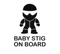 MACMRD Pegatinas De Coche 15.1X11Cm Baby Stig On Board Car Sticker Pegatinas Divertidas Styling Calcomanía Removible