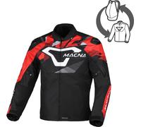 Macna Admyre Chaqueta Textil de Motocicleta Impermeable, Negro/Blanco/Rojo, Talla L