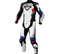 Macna Armadyl Traje de cuero de moto de dos piezas perforado, blanco/azul/rojo, Talla 56