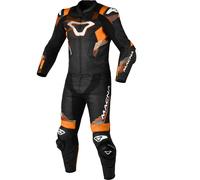 Macna Armadyl Traje de cuero de moto de dos piezas perforado, Negro/Naranja/Blanco, Talla 50