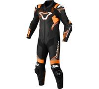 Macna Armadyl Traje de cuero de moto de una pieza perforado, negro-blanco-naranja, tamaño 48 para Hombres