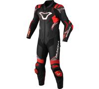 Macna Armadyl Traje de cuero de moto de una pieza perforado, negro-blanco-rojo, tamaño 52 para Hombres